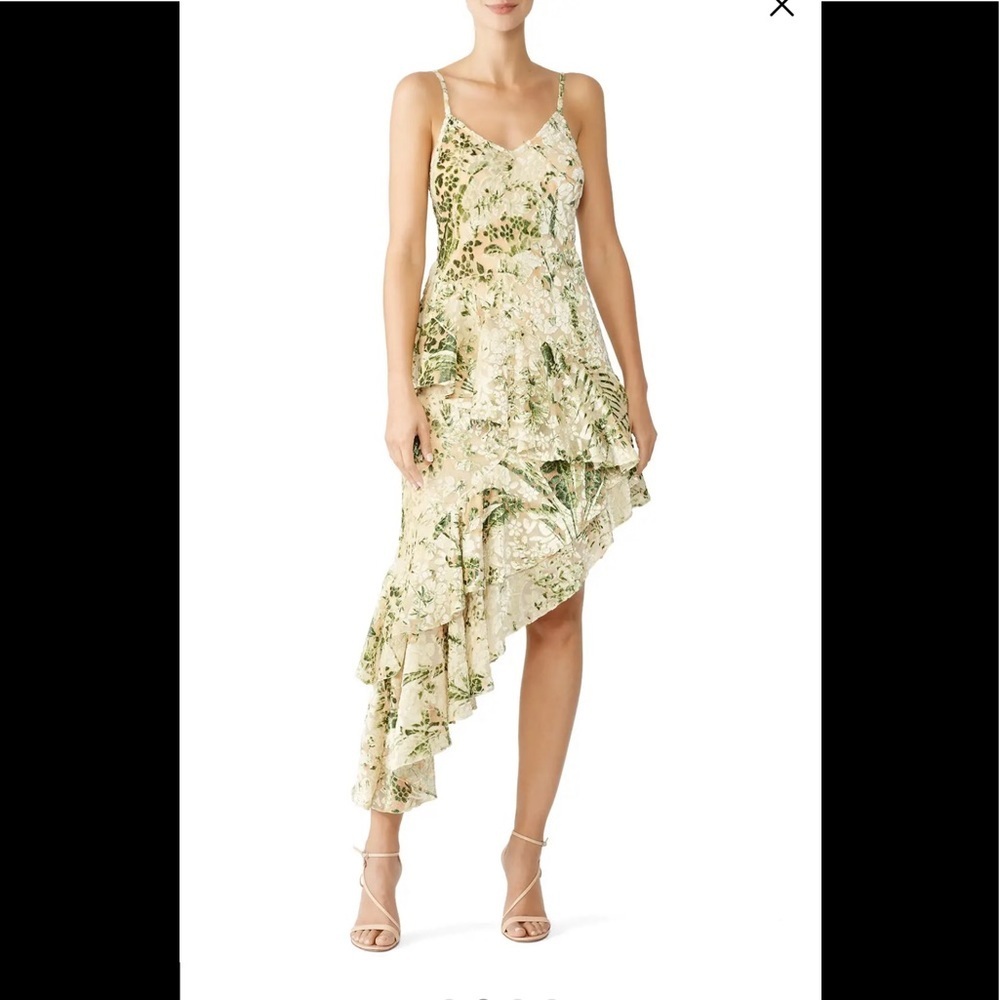 Hemant & Nandita emerald multi floral  high to low dress